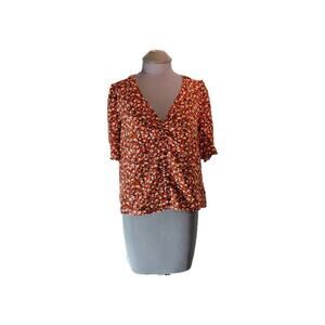 Madewell Size 14 Sheer Light Flo4al Print Silk Top Blouse